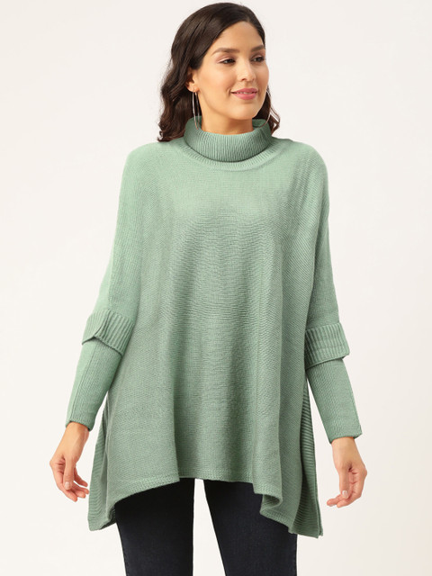 

American Eye Women Green Solid Pullover Sweater
