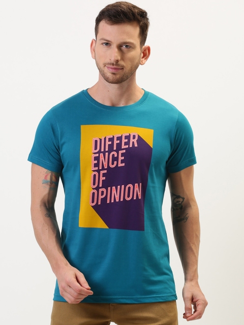 

Difference of Opinion Men Blue Printed Round Neck T-shirt