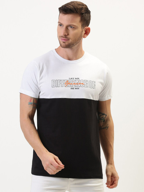 

Difference of Opinion Men White & Black Colourblocked Round Neck T-shirt