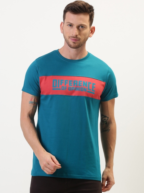 

Difference of Opinion Men Blue Printed Round Neck T-shirt