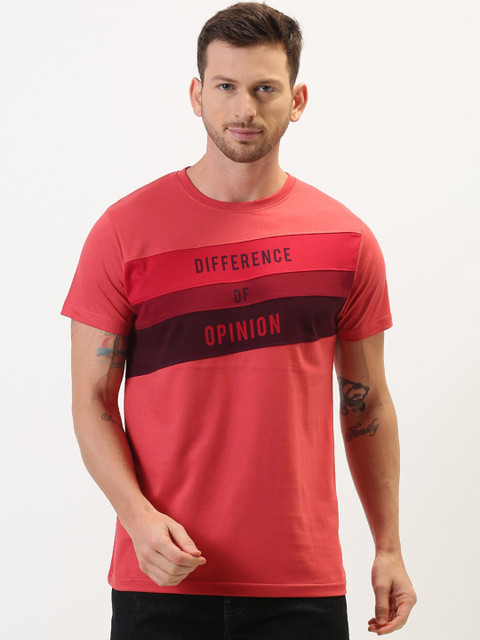 

Difference of Opinion Men Red Brand Logo Print Round Neck T-shirt
