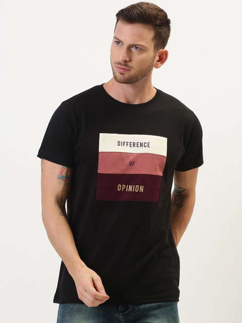 

Difference of Opinion Men Black Printed Round Neck T-shirt