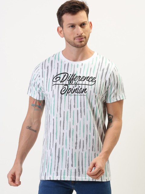 

Difference of Opinion Men White & Grey Brand Logo Print T-shirt
