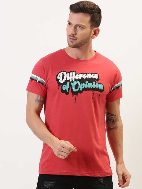 

Difference of Opinion Men Red & Black Printed Round Neck T-shirt