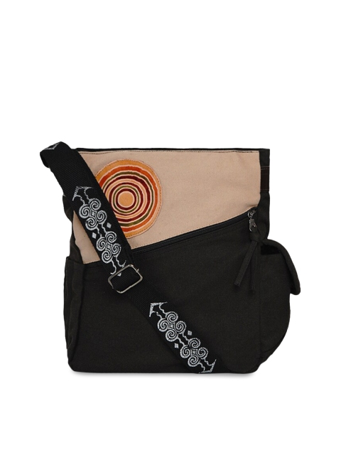 

Anekaant Black & Brown Colourblocked Sling Bag