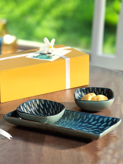 

ellementry Navy Blue Set of 2 Bowls & Platter Set