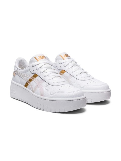 

ASICS Japan S Pf Women White Gold-Coloured Solid Sneakers
