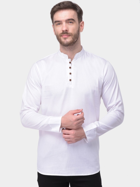 

SG LEMAN Men White Solid Straight Kurta