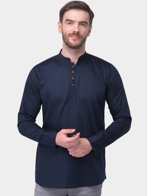 

SG LEMAN Men Navy Blue Solid Straight Kurta