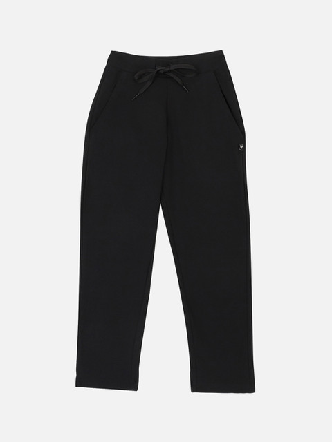 

PROTEENS Girls Black Solid Slim-Fit Track Pants