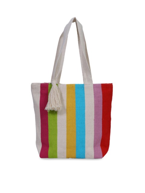 

Diwaah Multicoloured Striped & Tasselled Tote Bag, Multi