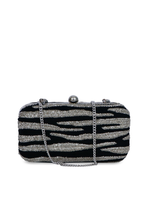 

Diwaah Black & Grey Printed Clutch