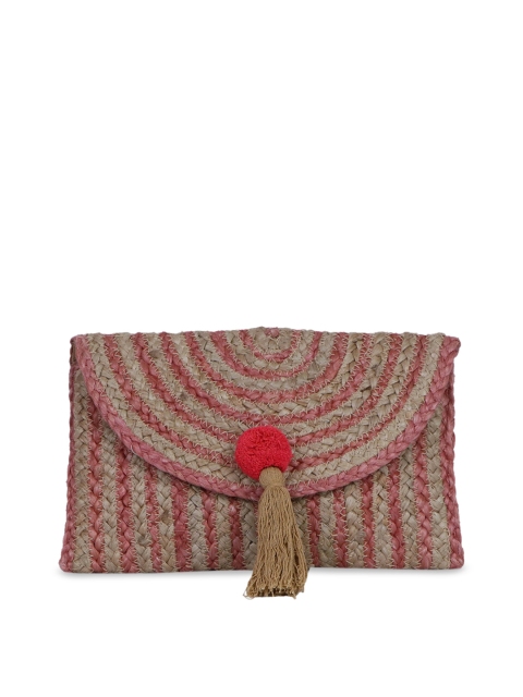 

Diwaah Pink & Beige Textured Envelope Clutch