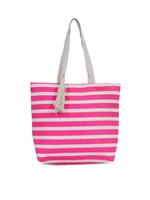 

Diwaah Pink & White Striped Tote Bag
