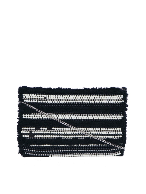 

Diwaah Black & White Embellished Foldover Clutch
