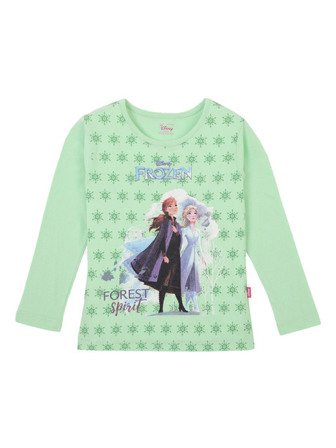

PROTEENS Girls Sea Green Frozen Print Round Neck T-shirt