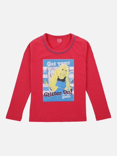 

PROTEENS Girls Red Barbie Print Round Neck T-shirt