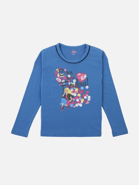 

PROTEENS Girls Blue & Pink Printed Round Neck T-shirt