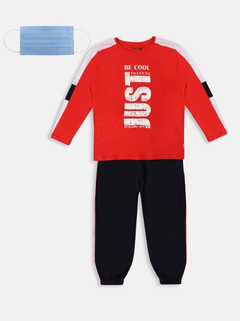 

Lil Tomatoes Boys Red Black Printed Clothing Set