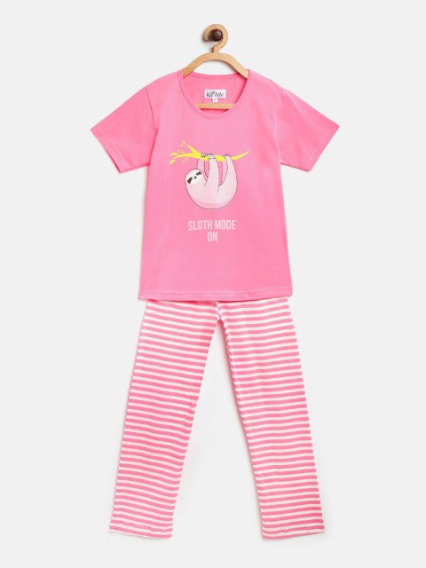 

Nite Flite Girls Pink Printed Night Suit