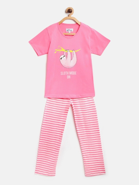 

Nite Flite Girls Pink Printed Night Suit