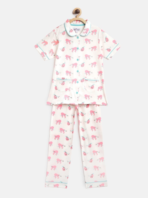 

Nite Flite Girls Pink & Turquoise Blue Printed Night suit