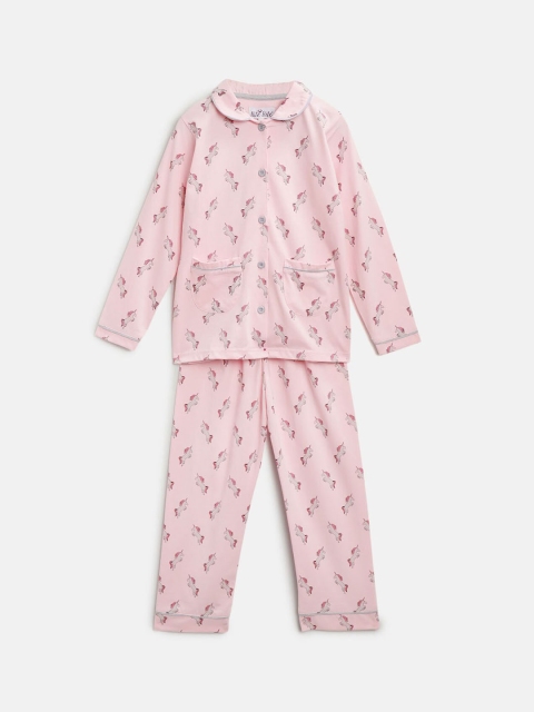 

Nite Flite Girls Pink & Grey Unicorn Print Night suit