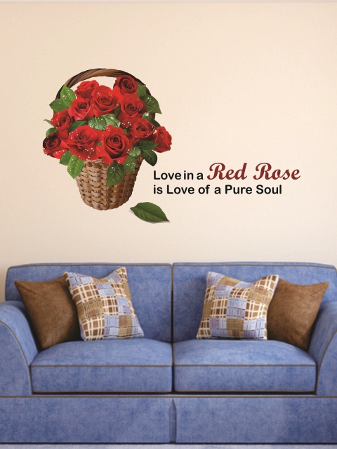 

WALLSTICK Red & Green Roses Large Vinyl Wall Sticker