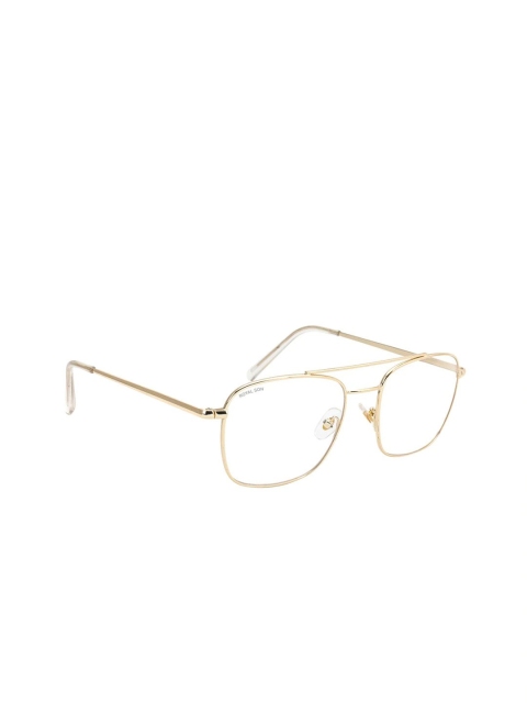 

ROYAL SON Men Solid Sqaure Blue Light Block Full Rim Spectacle Frames SF006-C3, Gold
