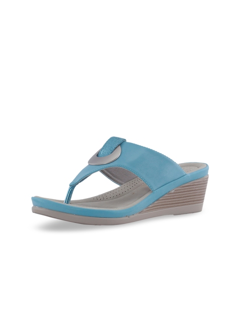 

Khadims Women Blue Solid Wedges with Embellishments