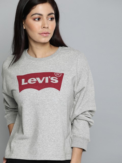 

Levis Women Grey Melange & Maroon Printed Sweatshirt