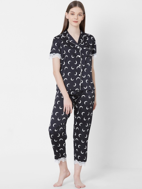 

Sweet Dreams Women Black Printed Night Suit