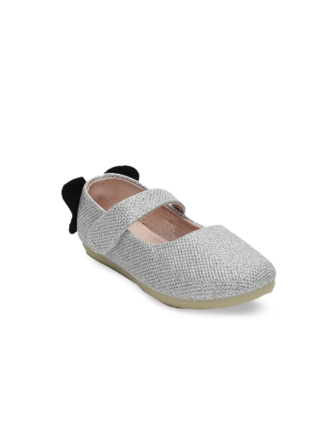 

MINI KLUB Girls Silver-Toned Textured Suede Ballerinas