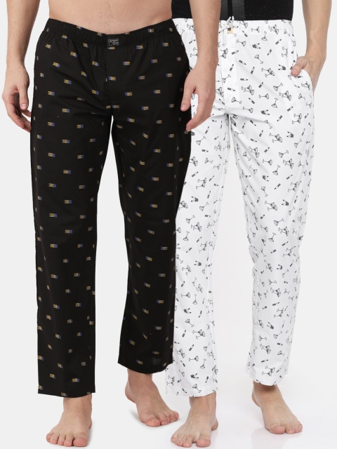 

Urban Dog Men Pack Of 2 Black & White Printed Pyjamas