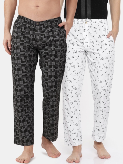 

Urban Dog Men Pack Of 2 Printed Lounge Pants, White