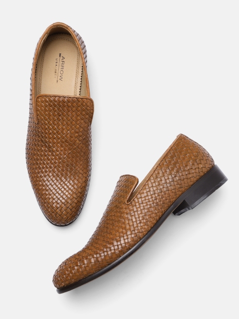 

Arrow Men Brown Knight Leather Woven Design Formal Slip-Ons