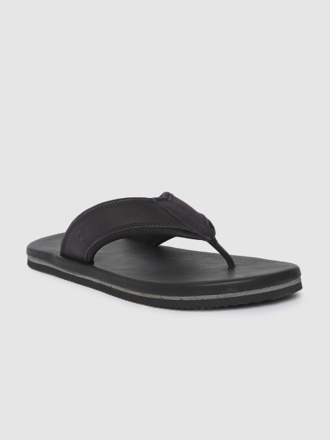

Arrow Men Black Solid MOTT Leather Comfort Sandals