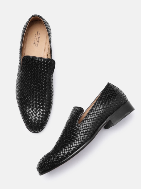 

Arrow Men Black Knight Leather Woven Design Formal Slip-Ons