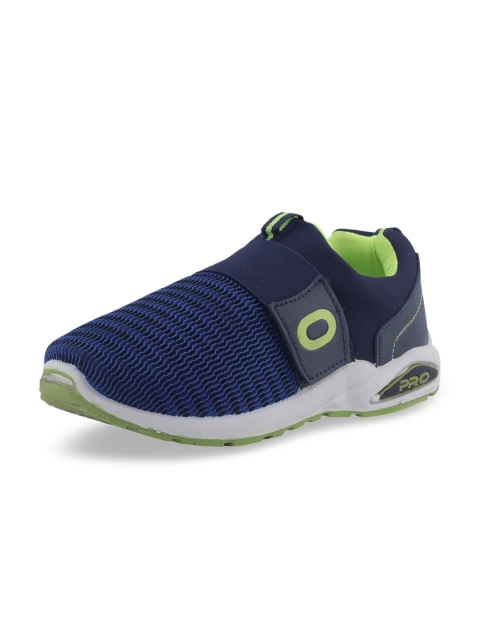 

Khadims Boys Navy Blue & Fluorescent Green Woven Design Slip-On Sneakers