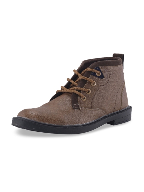 

Khadims Boys Brown Solid Synthetic Mid-Top Flat Boots