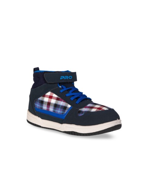 

Khadims Boys Navy Blue Textured Mid-Top Sneakers