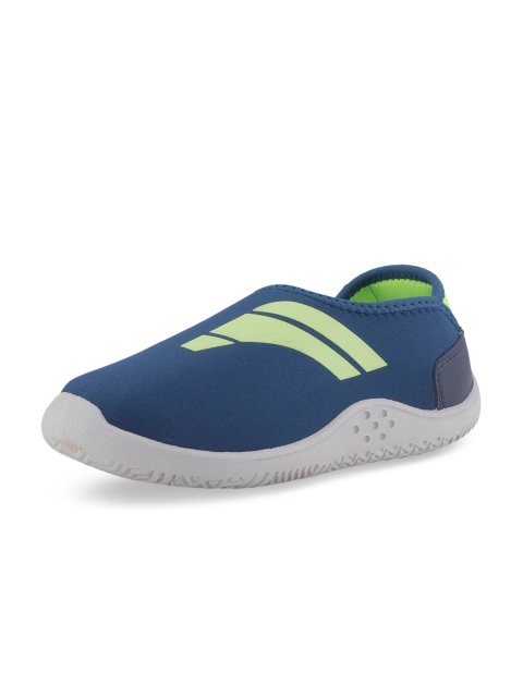 

Khadims Boys Navy Blue & Fluorescent Green Striped Slip-On Sneakers