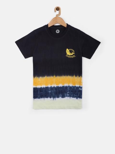 

YK Boys Black & Yellow Dyed Round Neck T-shirt