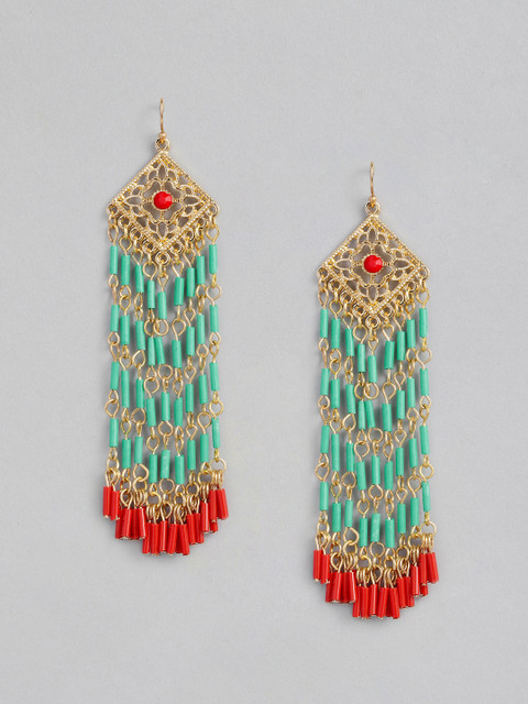

justpeachy Green & Red Contemporary Drop Earrings