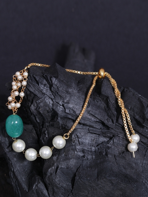

justpeachy Gold-Plated & Green Charm Bracelet