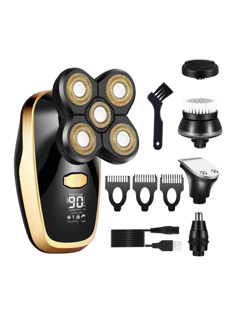 

Surker Men Black & Gold 5 in 1 Cordless Electric Shaver Grooming Kit