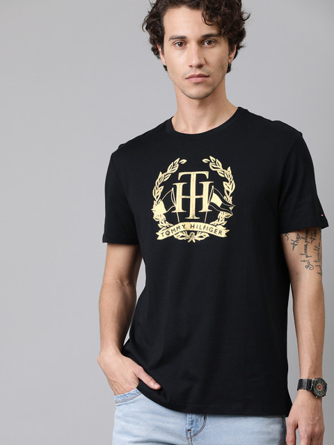 

Tommy Hilfiger Men Black Printed Round Neck T-shirt