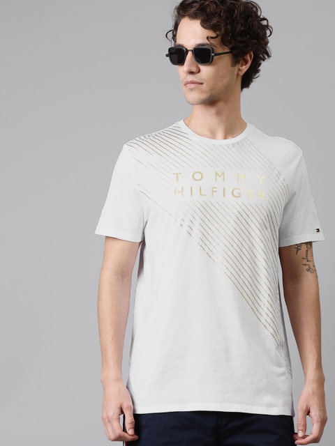 

Tommy Hilfiger Men White Printed Round Neck Pure Cotton T-shirt