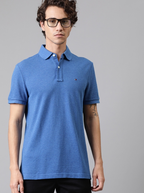 

Tommy Hilfiger Men Blue Solid Polo Collar T-shirt