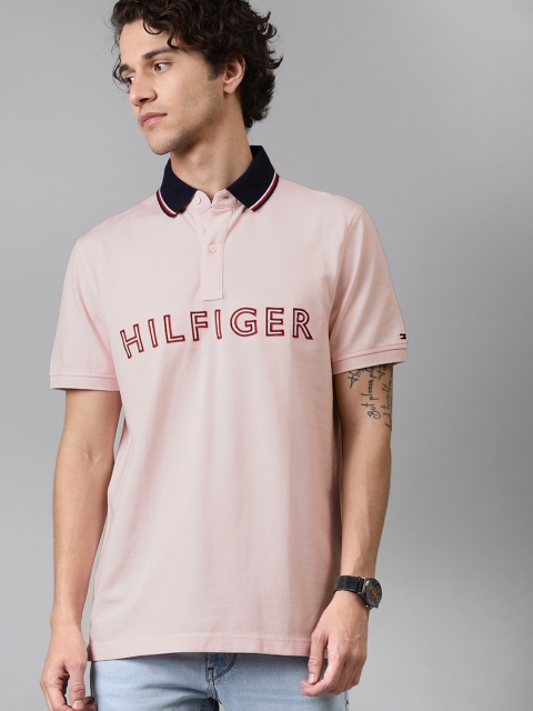 

Tommy Hilfiger Men Pink Printed Polo Collar T-shirt